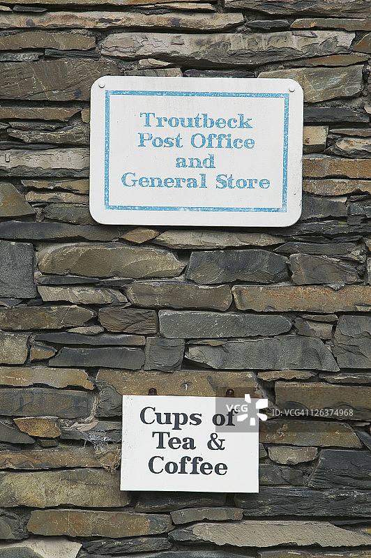 Troutbeck的邮局和茶馆标志图片素材