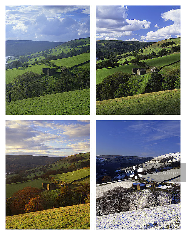 德比郡峰区国家公园的四季田园风光图片素材