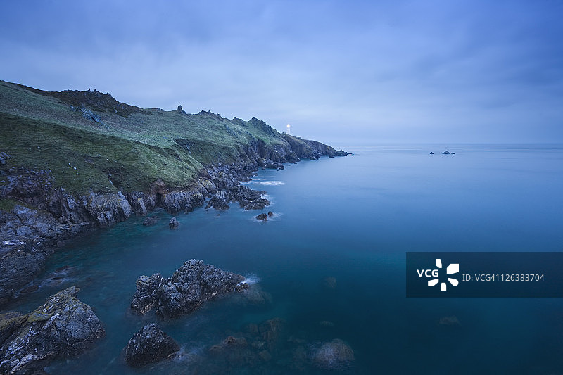 黎明时的起点：英国德文郡南哈姆斯图片素材