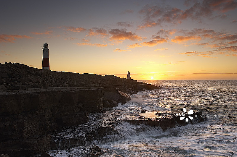 波特兰比尔灯塔日出景色图片素材