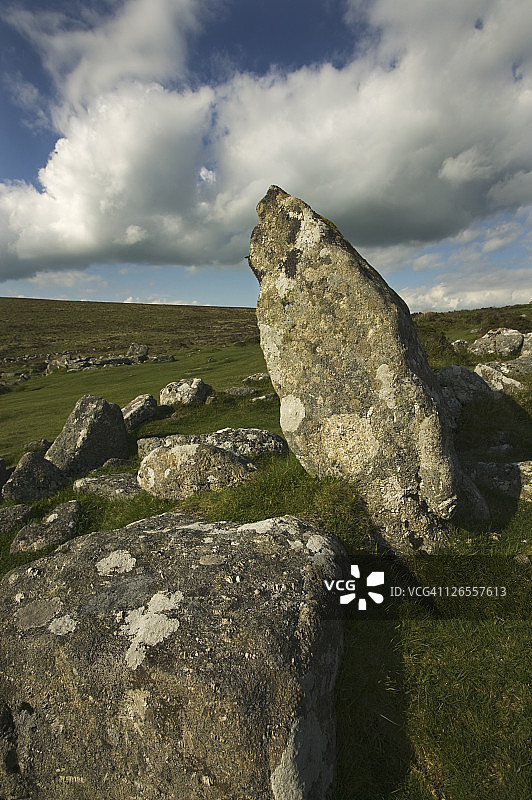 格里姆斯庞德史前村庄，位于莫顿汉普斯特德附近，达特穆尔国家公园，德文郡，英国图片素材