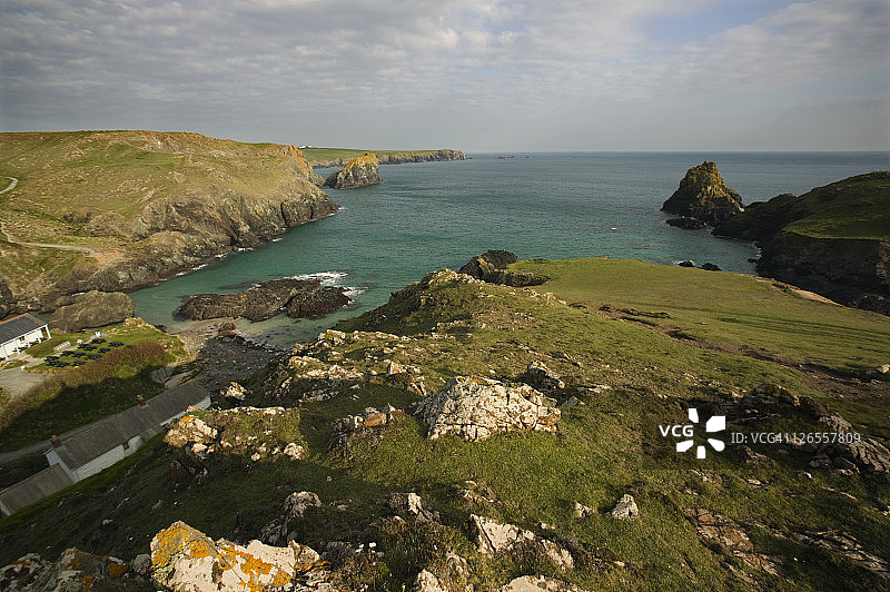 康沃尔蜥蜴半岛凯南斯湾涨潮景色图片素材