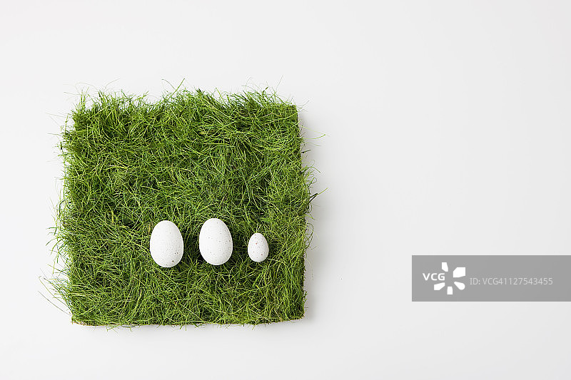 草地上的三个鸡蛋图片素材