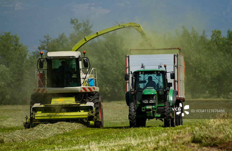 拖拉机切割青贮饲料图片素材