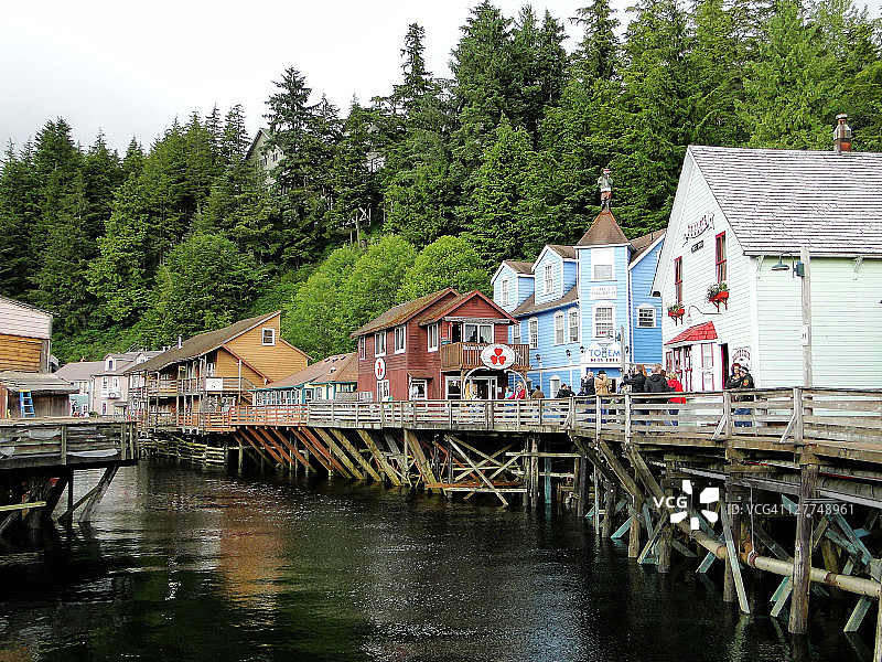 阿拉斯加克奇坎的溪流街图片素材