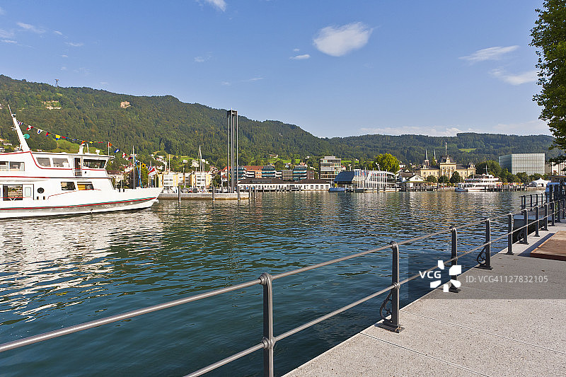奥地利布雷根茨康斯坦茨湖城市景观图片素材