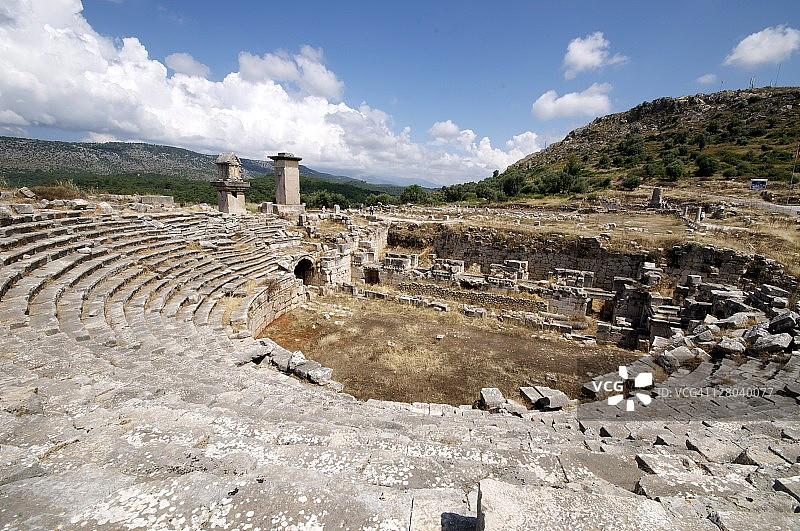 利西亚遗址桑托斯圆形剧场，联合国教科文组织世界遗产，安塔利亚省，安纳托利亚，土耳其，小亚细亚，欧亚大陆图片素材