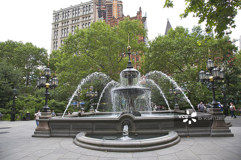 纽约市政厅公园喷泉图片素材
