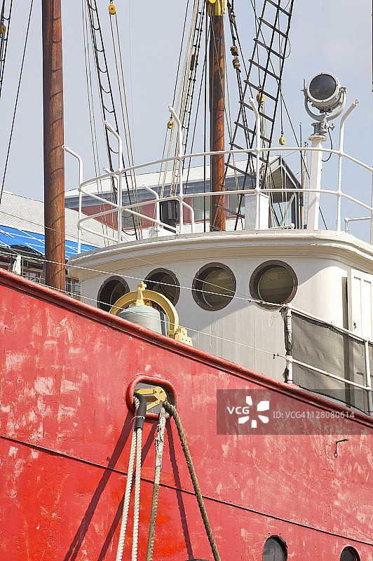 安布罗斯号灯船船头细节，南街海港，下曼哈顿，纽约图片素材