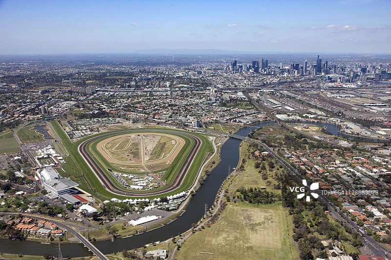 墨尔本弗莱明顿赛马场航拍视角图片素材