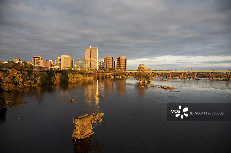 从贝尔岛眺望弗吉尼亚州里士满市中心图片素材