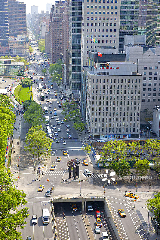 纽约比克曼山第一大道和办公大楼南向鸟瞰图图片素材