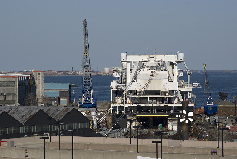 马萨诸塞州南波士顿的干船坞里的船舶图片素材