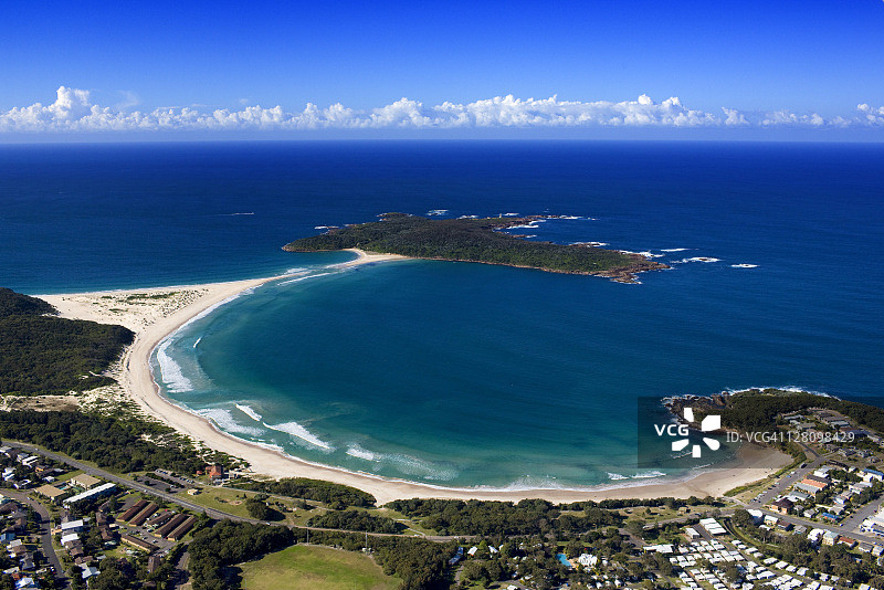 澳大利亚新南威尔士州斯蒂芬斯港芬格尔湾鸟瞰图图片素材
