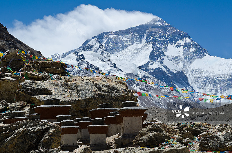 从绒布寺观看珠穆朗玛峰图片素材