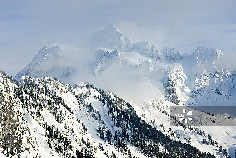 冬季舒克桑山，北喀斯喀特山脉，华盛顿州，美国图片素材
