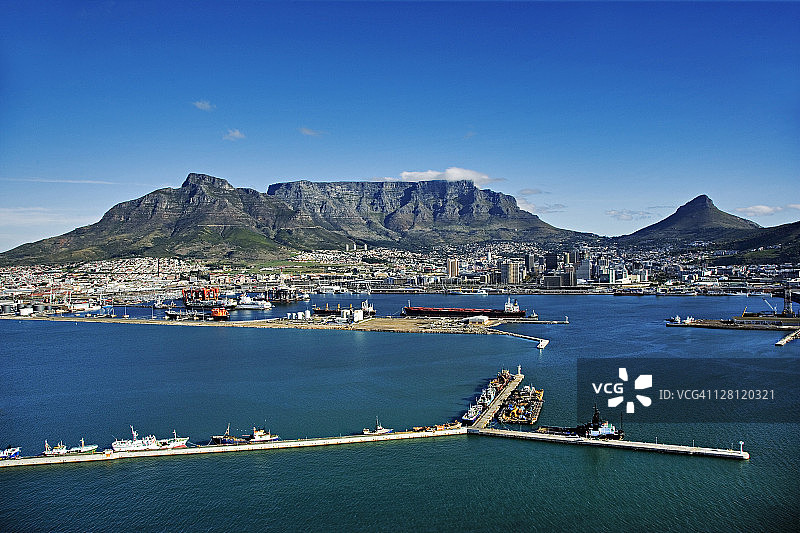 南非开普敦及桌山鸟瞰图片素材