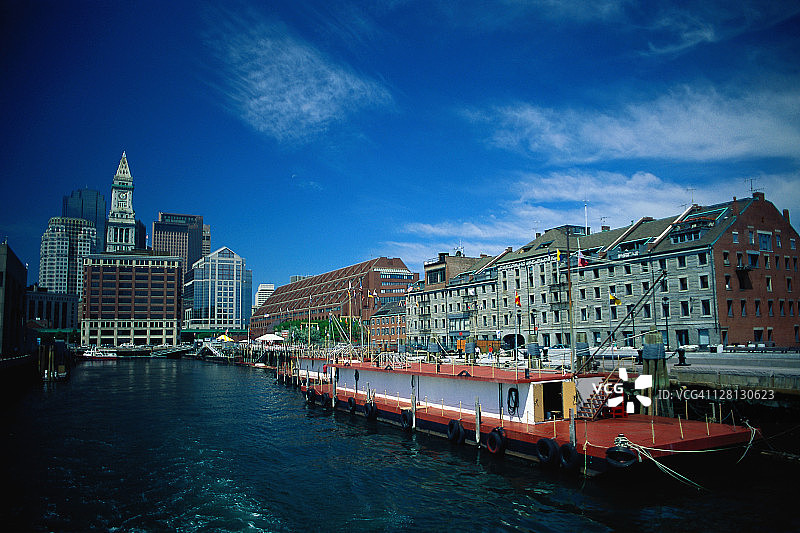 波士顿海港和天际线图片素材