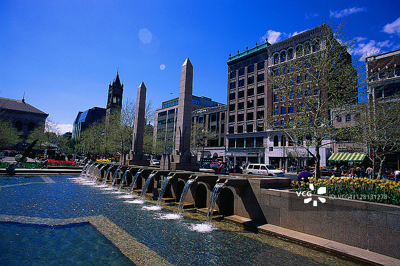 科普利广场喷泉，波士顿，马萨诸塞州图片素材