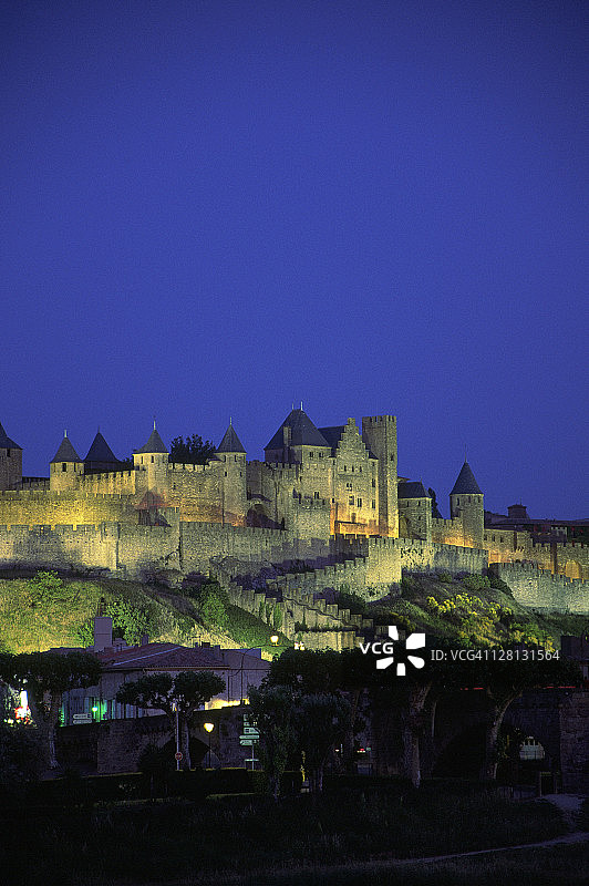 法国卡尔卡松中世纪 walled city图片素材