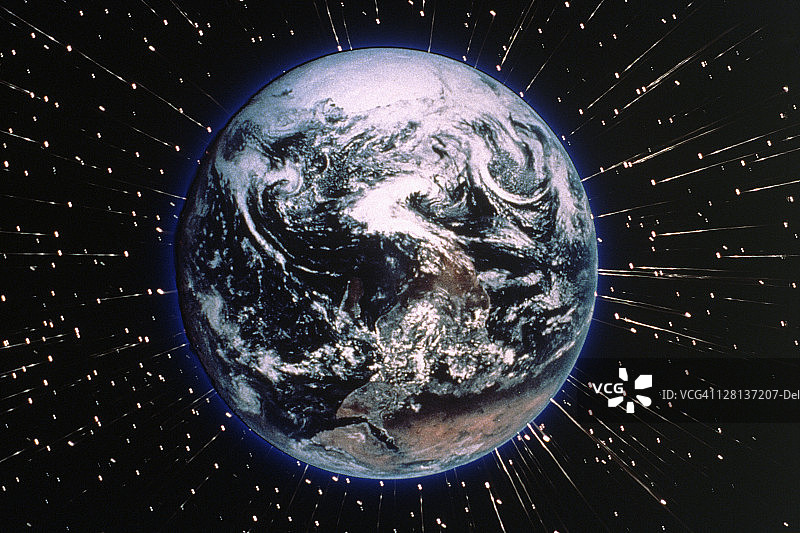 被星星轰炸的地球图片素材