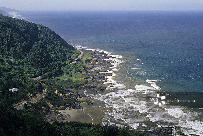 俄勒冈州101号公路佩佩图阿海岬风景区鸟瞰图片素材