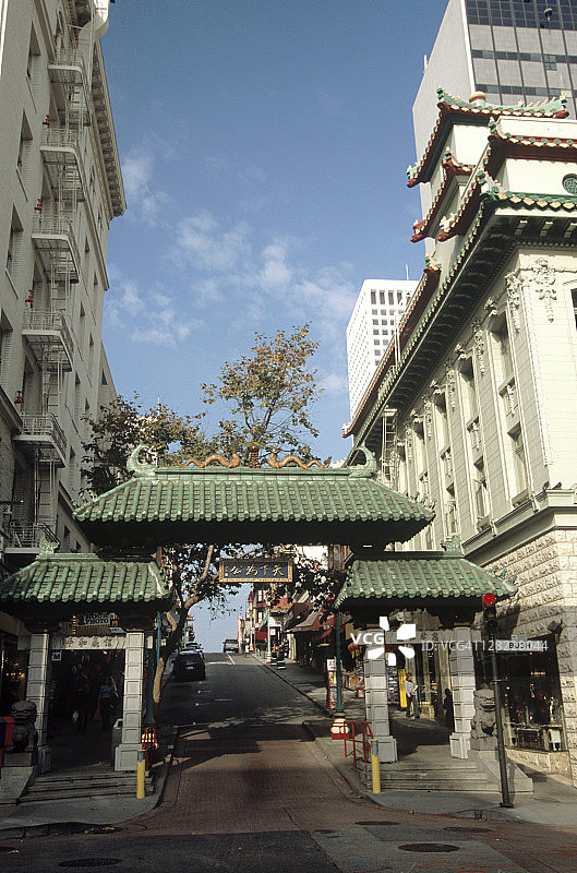 旧金山唐人街格兰特大道牌坊图片素材