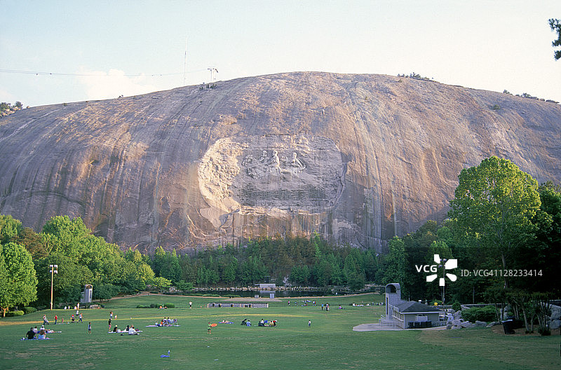 佐治亚州亚特兰大石山公园的戴维斯·李和杰克逊花岗岩纪念雕刻图片素材