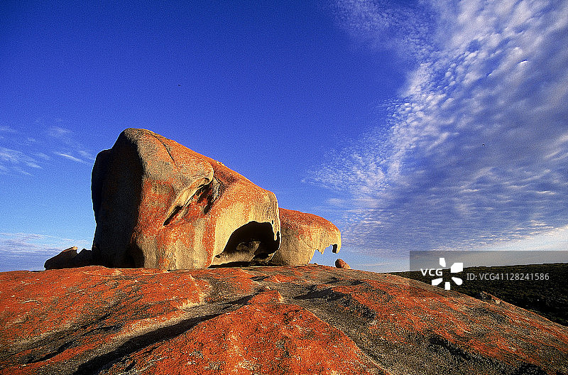 袋鼠岛弗林德斯蔡斯国家公园海岸的奇特岩石图片素材