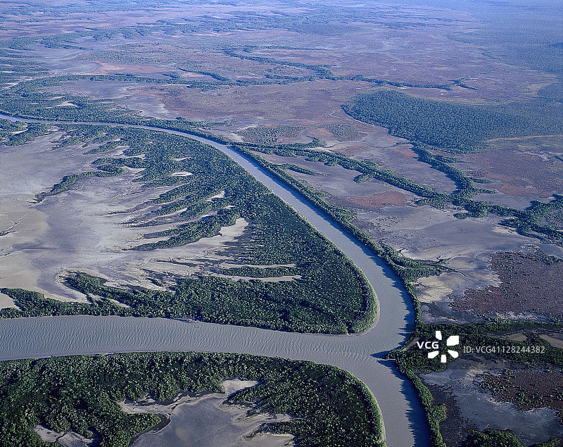 澳大利亚阿纳姆地红树林滩涂鸟瞰图图片素材
