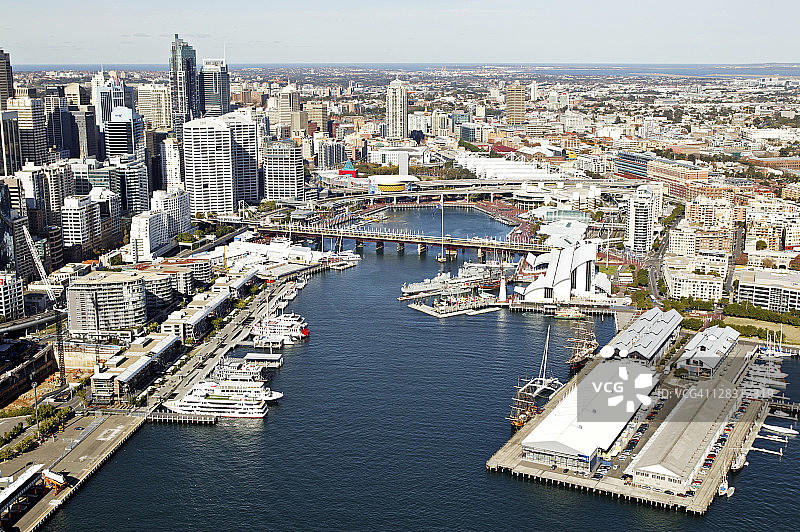 澳大利亚新南威尔士州达令港鸟瞰图，2005年图片素材