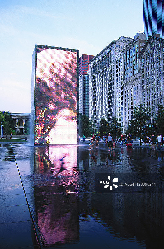 伊利诺伊州芝加哥皇冠喷泉图片素材