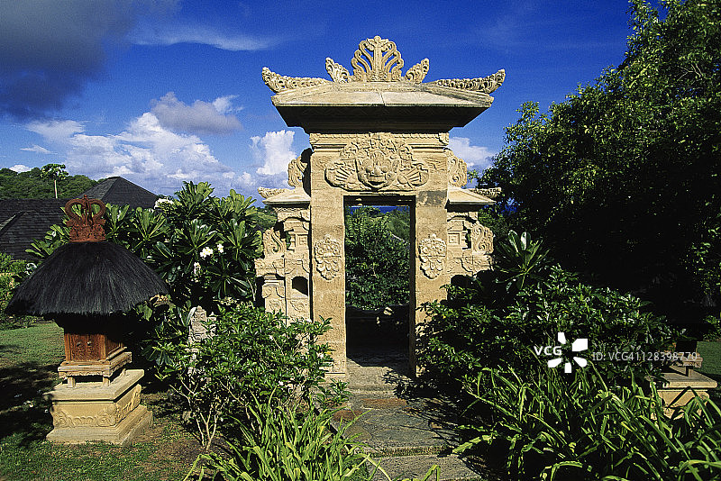 格林纳丁群岛穆斯蒂克岛的别墅入口图片素材