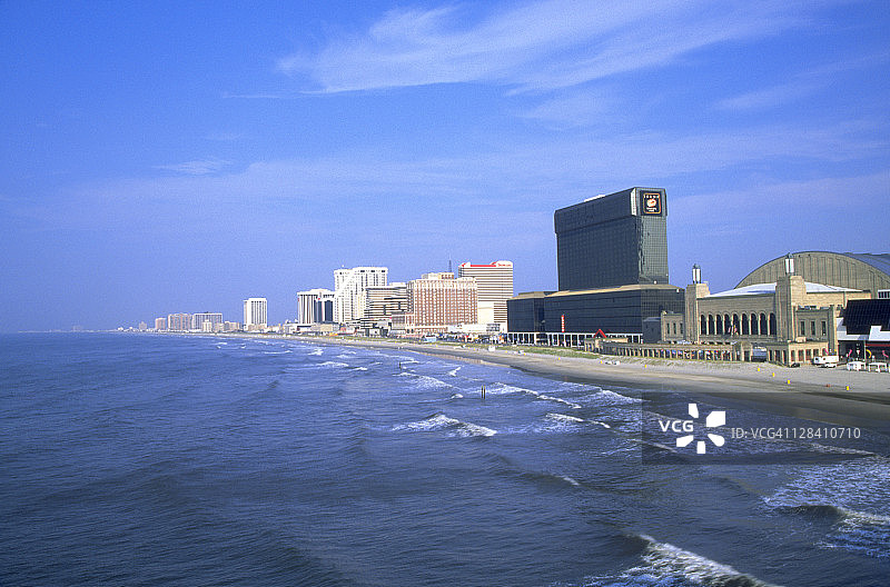 新泽西州大西洋城海岸线鸟瞰图片素材