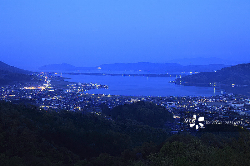 日本京都府宫津市天桥立夜景图片素材