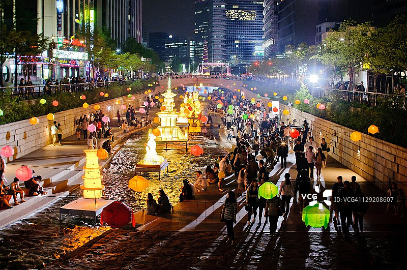 清溪川夜景图片素材