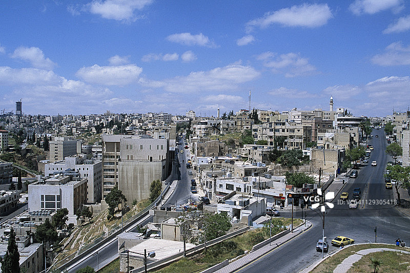 中东，约旦，安曼，城市景观鸟瞰图图片素材