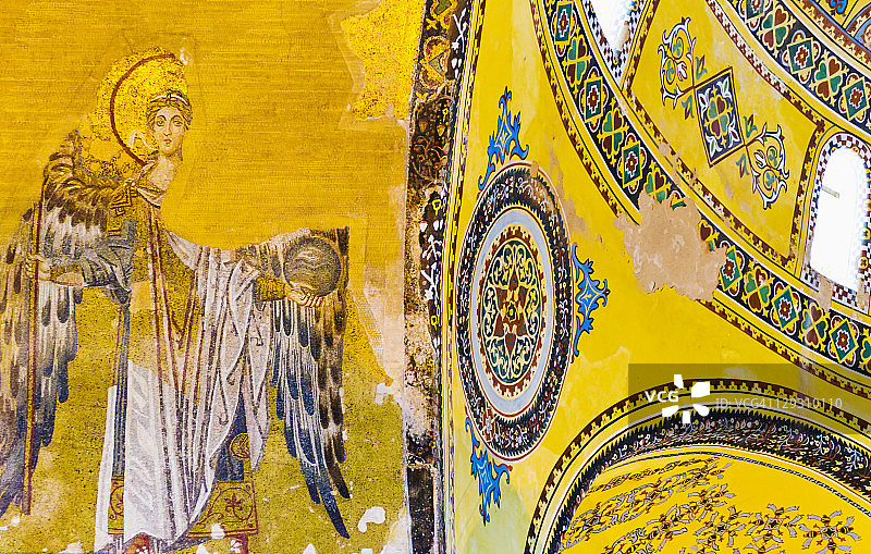 土耳其伊斯坦布尔圣索菲亚大教堂的马赛克图片素材