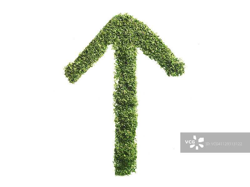 欧芹片在白色背景上组成箭头标志图片素材