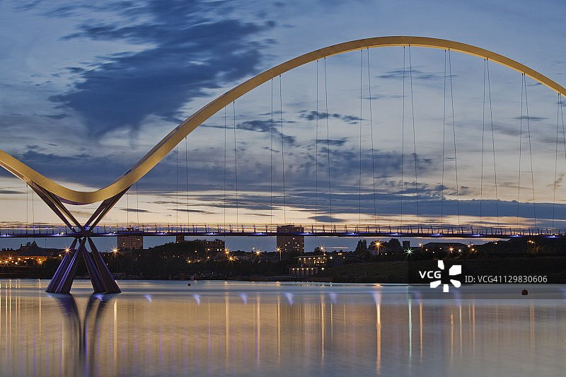 英国达勒姆郡蒂斯河上的无限桥图片素材