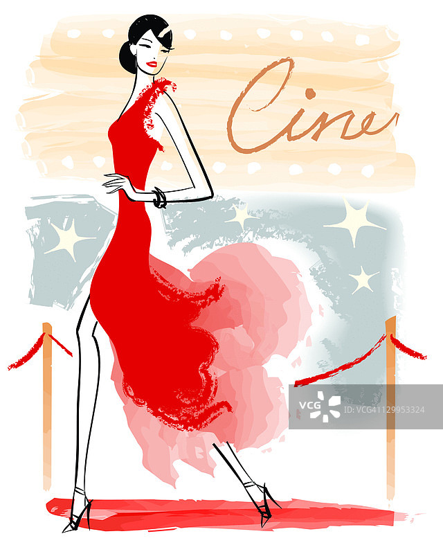 走在红地毯上的女人图片素材