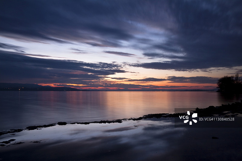 赖兴瑙岛的日落，眺望拉多夫采尔，康斯坦茨湖，巴登-符腾堡州，德国，欧洲图片素材