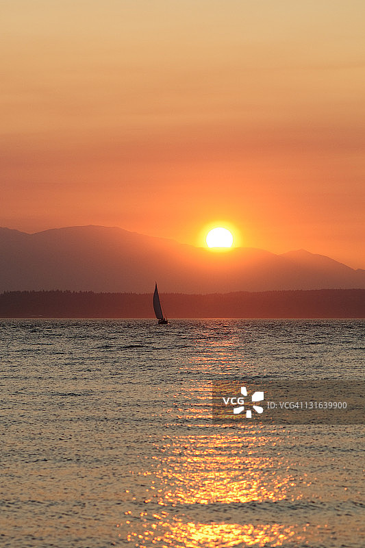 普吉特海湾的日落图片素材