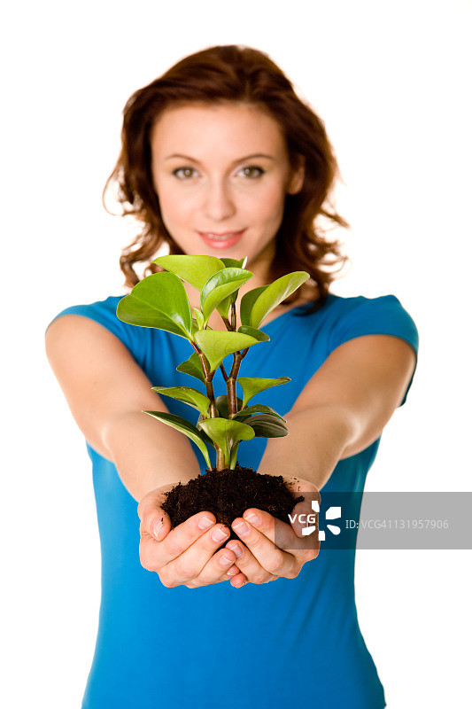 与植物在一起的女人图片素材