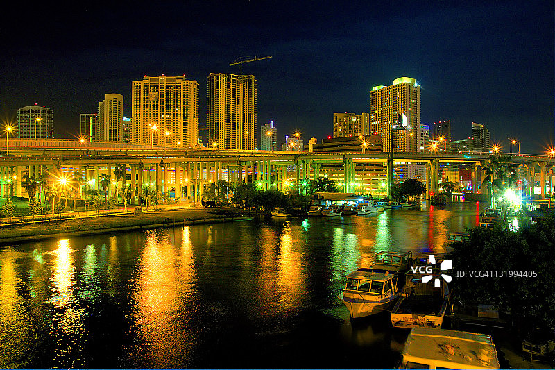 迈阿密河与95号州际公路，迈阿密市中心图片素材