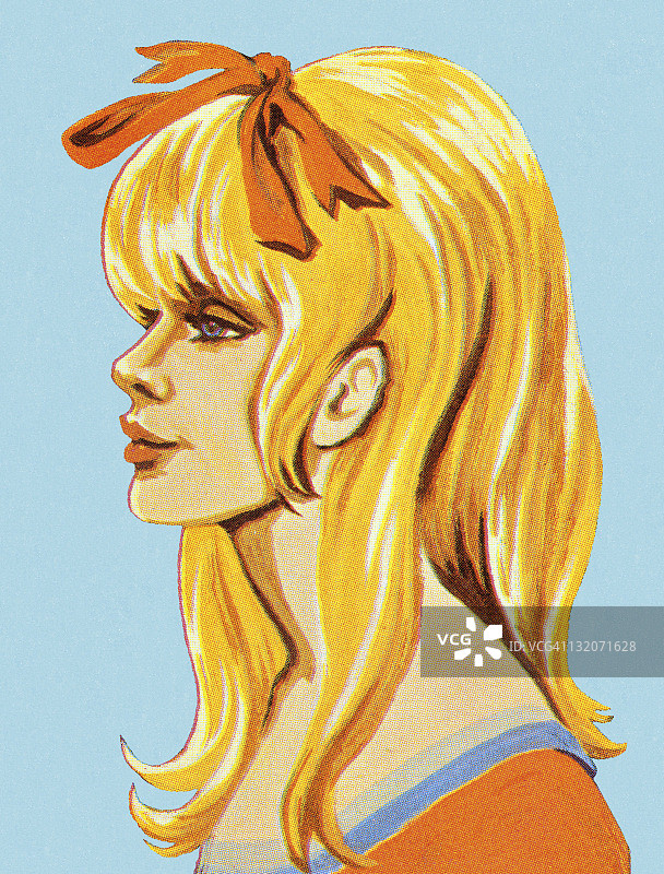 时髦女孩侧面照图片素材