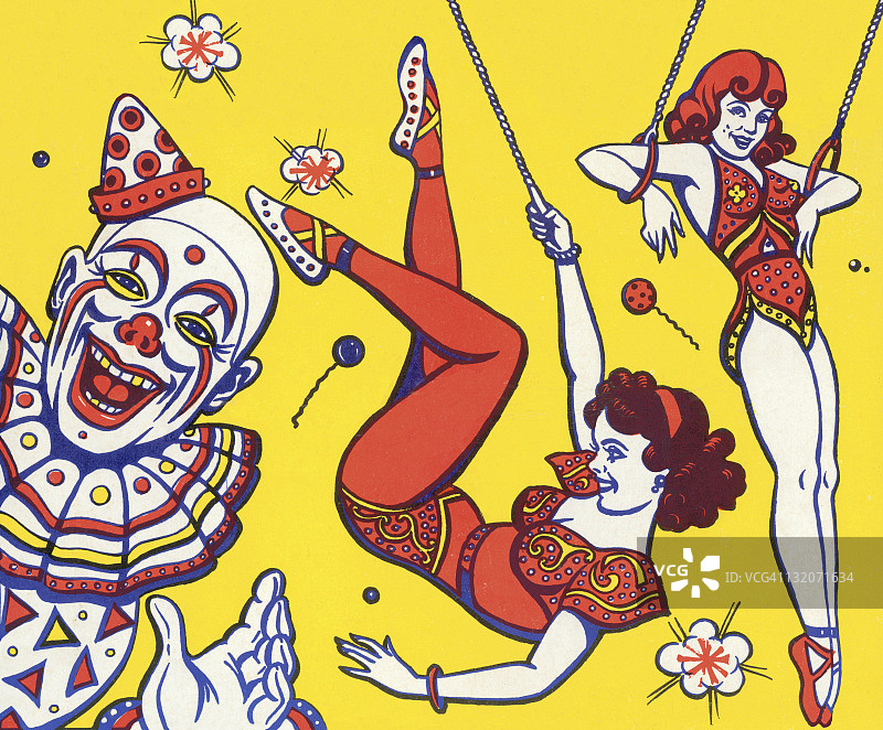 小丑与空中飞人图片素材