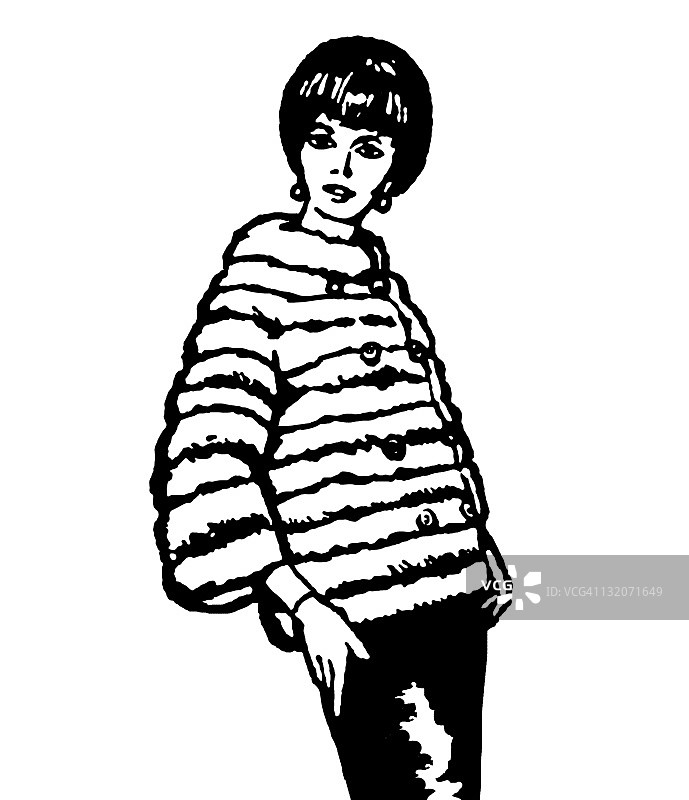 穿着皮草的时尚女人图片素材