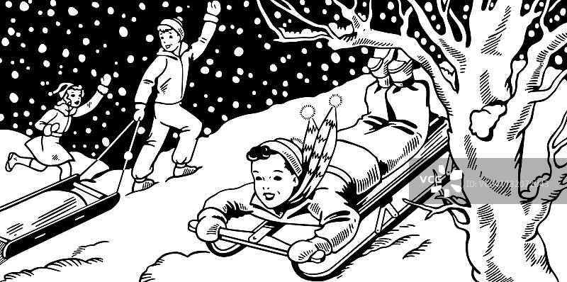 孩子们滑雪图片素材