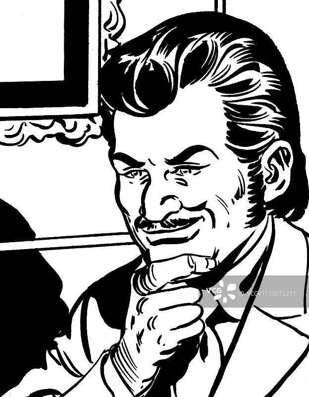 留着小胡子的黑发男子图片素材